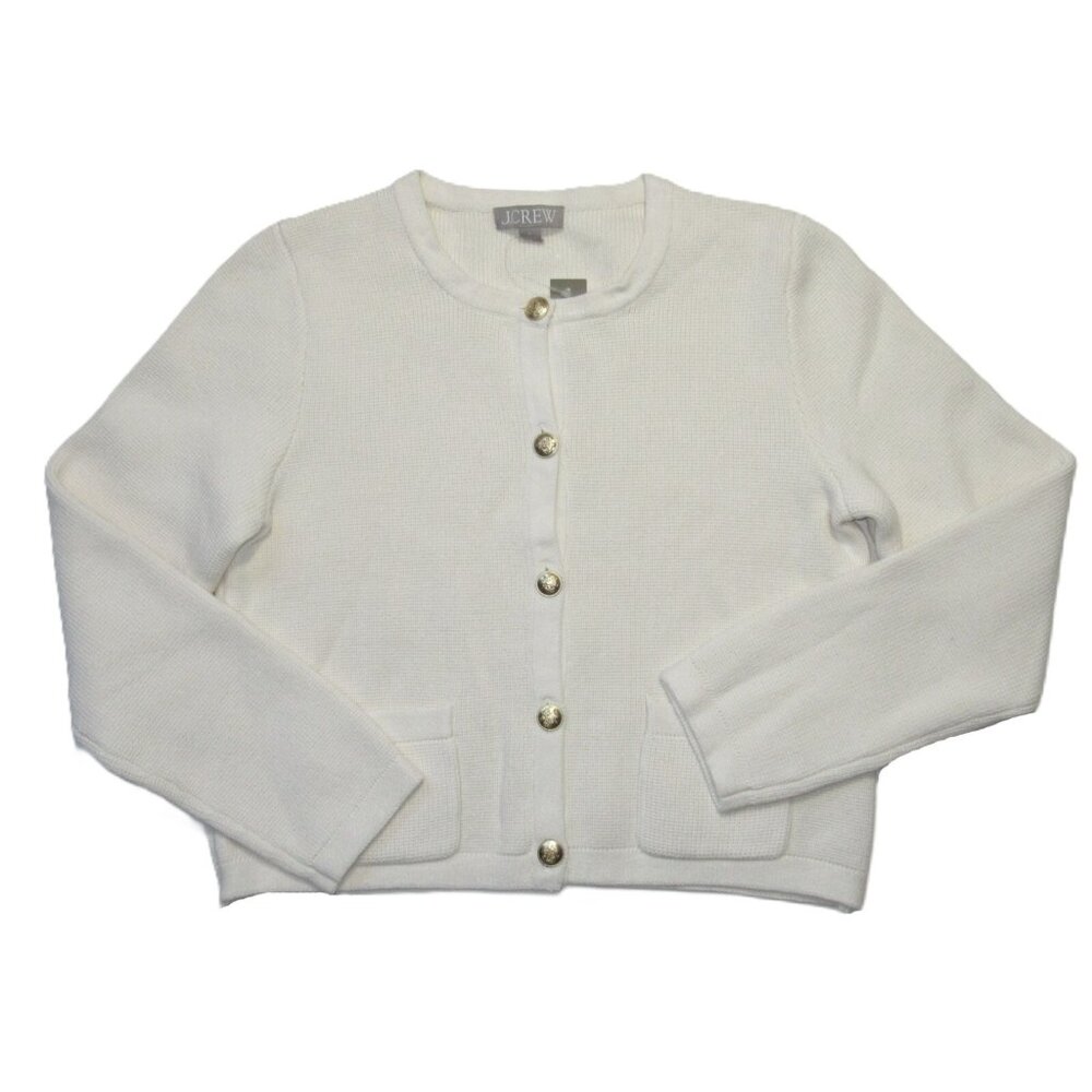NWT J.Crew Emilie Sweater Lady Jacket in Ivory Knit Cardigan L